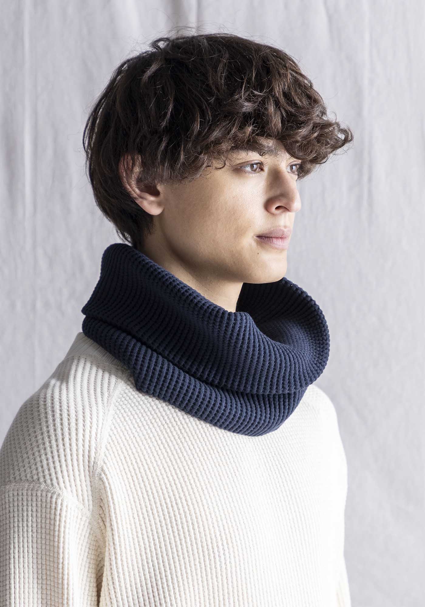 Waffle Twist Snood #Dark Navy